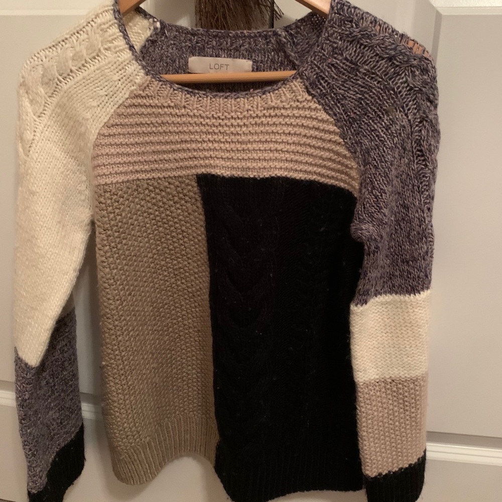 LOFT modern patchwork color block sweater